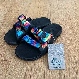 NWT Chaco Kid's Chilios Dark Tie Dye Slide Sandals Youth Size 4